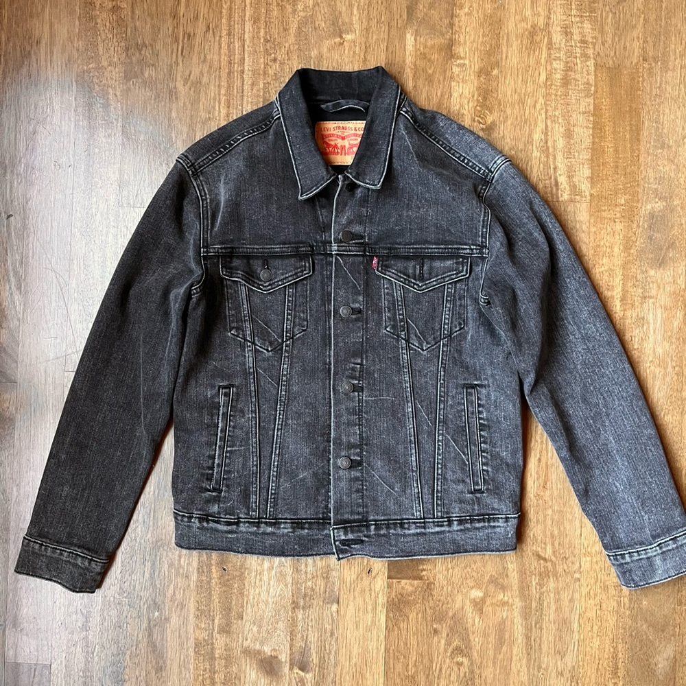 Levi Trucker Jacket Faded Black Size Medium